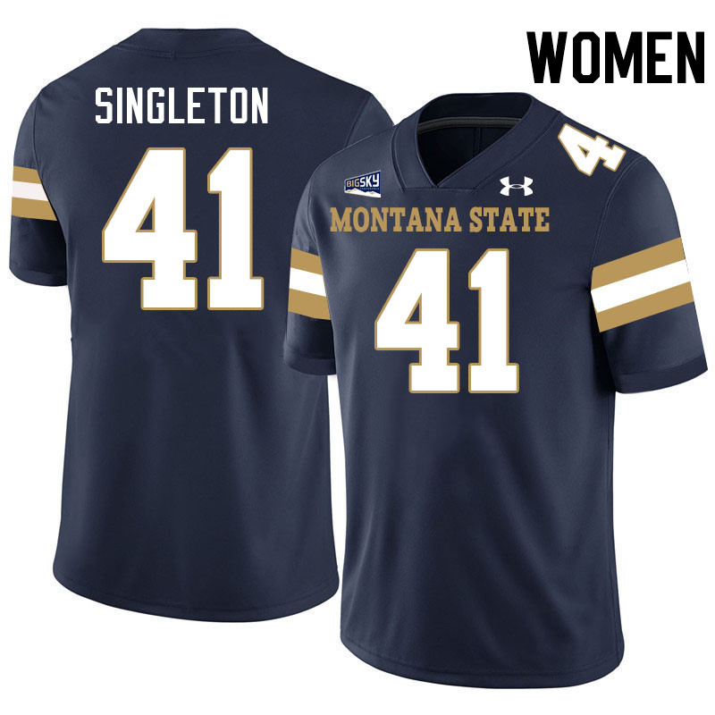 Women #41 Alex Singleton Montana State Bobcats Jerseys Football Stitched-Navy